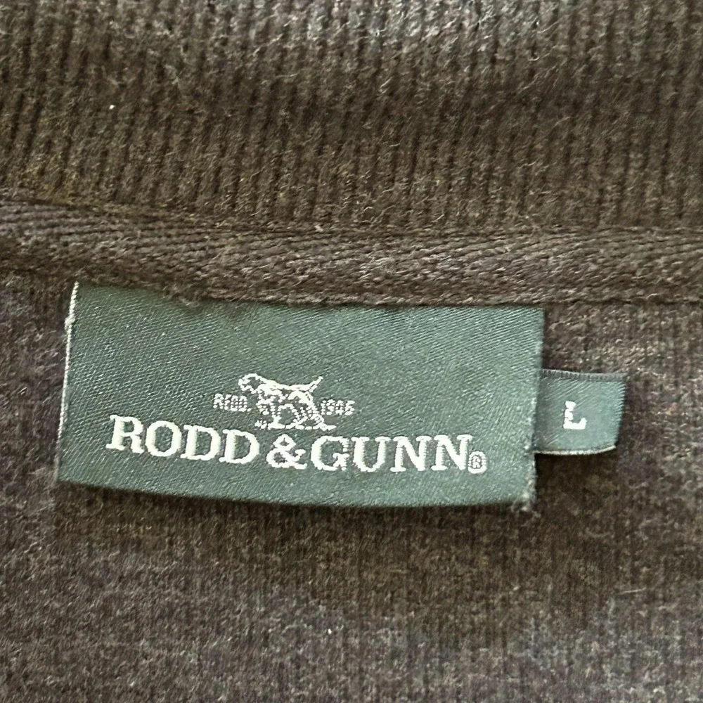 Rodd & Gunn Sweater Mens Large Brown 1/4 Zip Mock Neck Cotton Knit Pullover